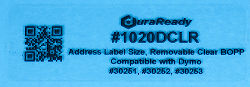 1020DCLR 1.125 x 3.5" Clear Removable BOPP plastic label